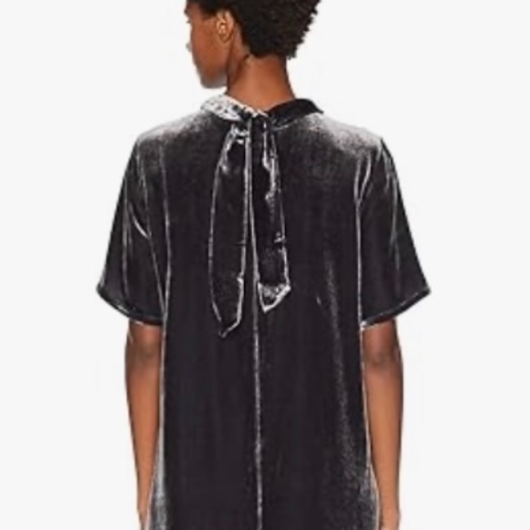 EILEEN FISHER CHARCOAL VELVET BACK TIE SHIFT - Picture 2 of 6